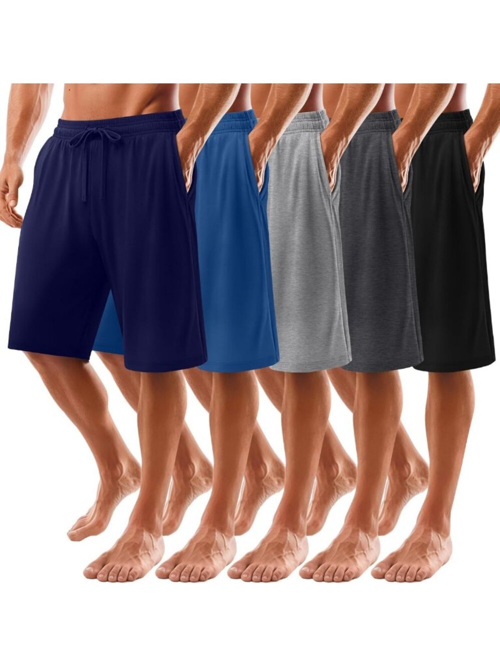 5 Pack Men's Bamboo Pajama Shorts - Soft, Breathable Sleepwear for Comfort